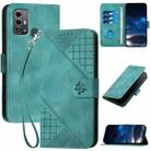 For ZTE Blade A53 Pro Grid Butterfly Embossed Pattern Flip Leather Phone Case with Lanyard(Light Blue) - 1