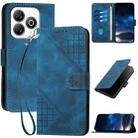 For ZTE Blade A75 4G Grid Butterfly Embossed Pattern Flip Leather Phone Case with Lanyard(Dark Blue) - 1