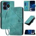 For ZTE Blade V60 Design Grid Butterfly Embossed Pattern Flip Leather Phone Case with Lanyard(Light Blue) - 1