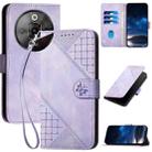 For ZTE nubia Focus Pro Grid Butterfly Embossed Pattern Flip Leather Phone Case with Lanyard(Light Purple) - 1
