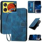 For ZTE nubia Music 2 Grid Butterfly Embossed Pattern Flip Leather Phone Case with Lanyard(Dark Blue) - 1
