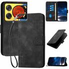 For ZTE nubia Music 2 Grid Butterfly Embossed Pattern Flip Leather Phone Case with Lanyard(Black) - 1