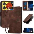 For ZTE nubia Music 2 Grid Butterfly Embossed Pattern Flip Leather Phone Case with Lanyard(Coffee) - 1