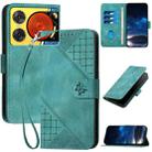 For ZTE nubia Music 2 Grid Butterfly Embossed Pattern Flip Leather Phone Case with Lanyard(Light Blue) - 1