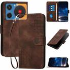 For ZTE nubia Music Grid Butterfly Embossed Pattern Flip Leather Phone Case with Lanyard(Coffee) - 1