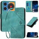 For ZTE nubia Music Grid Butterfly Embossed Pattern Flip Leather Phone Case with Lanyard(Light Blue) - 1