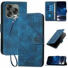 For ZTE Blade V70 Design Grid Butterfly Embossed Pattern Flip Leather Phone Case with Lanyard(Dark Blue) - 1