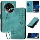 For ZTE nubia Z50S Pro Grid Butterfly Embossed Pattern Flip Leather Phone Case with Lanyard(Light Blue) - 1