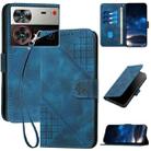 For ZTE nubia Z60 Ultra Grid Butterfly Embossed Pattern Flip Leather Phone Case with Lanyard(Dark Blue) - 1