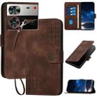 For ZTE nubia Z60 Ultra Grid Butterfly Embossed Pattern Flip Leather Phone Case with Lanyard(Coffee) - 1