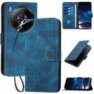For ZTE nubia Z60S Pro Grid Butterfly Embossed Pattern Flip Leather Phone Case with Lanyard(Dark Blue) - 1