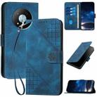 For ZTE Voyage 41 5G Grid Butterfly Embossed Pattern Flip Leather Phone Case with Lanyard(Dark Blue) - 1