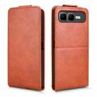 For Infinix Smart 10 Plus 4G Magnetic Vertical Flip Leather Phone Case with Buckle(Brown) - 2