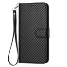 For Kyocera DIGNO BX YX0070 Carbon Fiber Buckle Leather Phone Case with Lanyard(Black) - 2