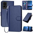 For TCL 50 LE YX0070 Carbon Fiber Buckle Leather Phone Case with Lanyard(Royal Blue) - 1