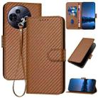 For TCL 50 NxtPaper YX0070 Carbon Fiber Buckle Leather Phone Case with Lanyard(Coffee) - 1