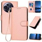 For TCL 50 NxtPaper YX0070 Carbon Fiber Buckle Leather Phone Case with Lanyard(Pink) - 1