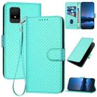 For TCL 502 YX0070 Carbon Fiber Buckle Leather Phone Case with Lanyard(Light Blue) - 1