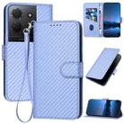 For TCL 503 YX0070 Carbon Fiber Buckle Leather Phone Case with Lanyard(Light Purple) - 1