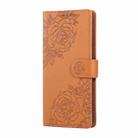 For vivo X100 Pro 5G / 100s Pro 5G Rose Flower Embossed 3-Card Slots Leather Phone Case(Brown) - 2