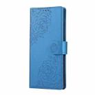 For vivo X100 Pro 5G / 100s Pro 5G Rose Flower Embossed 3-Card Slots Leather Phone Case(Blue) - 2