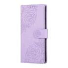 For vivo X100 Pro 5G / 100s Pro 5G Rose Flower Embossed 3-Card Slots Leather Phone Case(Purple) - 2