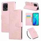 For vivo Y02 / Y11 2023 / Y02A Rose Flower Embossed 3-Card Slots Leather Phone Case(Pink) - 1