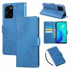 For vivo Y35 4G 2022 / Y22s Rose Flower Embossed 3-Card Slots Leather Phone Case(Blue) - 1