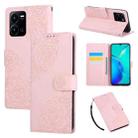 For vivo Y35 4G 2022 / Y22s Rose Flower Embossed 3-Card Slots Leather Phone Case(Pink) - 1