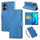 For vivo Y56 5G Global Rose Flower Embossed 3-Card Slots Leather Phone Case(Blue) - 1