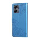 For vivo Y56 5G Global Rose Flower Embossed 3-Card Slots Leather Phone Case(Blue) - 3