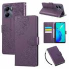 For vivo Y56 5G Global Rose Flower Embossed 3-Card Slots Leather Phone Case(Deep Purple) - 1