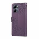 For vivo Y56 5G Global Rose Flower Embossed 3-Card Slots Leather Phone Case(Deep Purple) - 3