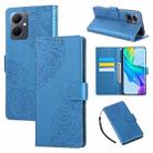For vivo Y78 5G Global Rose Flower Embossed 3-Card Slots Leather Phone Case(Blue) - 1