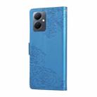 For vivo Y78 5G Global Rose Flower Embossed 3-Card Slots Leather Phone Case(Blue) - 3