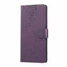 For vivo Y78 5G Global Rose Flower Embossed 3-Card Slots Leather Phone Case(Deep Purple) - 2