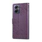 For vivo Y78 5G Global Rose Flower Embossed 3-Card Slots Leather Phone Case(Deep Purple) - 3