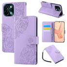 For vivo Y28 4G / Y37 Pro Rose Flower Embossed 3-Card Slots Leather Phone Case(Purple) - 1