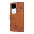 For vivo V300 5G / V300 Pro 5G Rose Flower Embossed 3-Card Slots Leather Phone Case(Brown) - 3