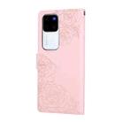 For vivo V300 5G / V300 Pro 5G Rose Flower Embossed 3-Card Slots Leather Phone Case(Pink) - 3