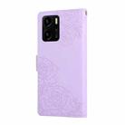 For vivo Y15s 2021 / Y10 Rose Flower Embossed 3-Card Slots Leather Phone Case(Purple) - 3