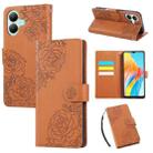 For vivo Y35M+ / Y35+ / Y27 4G Rose Flower Embossed 3-Card Slots Leather Phone Case(Brown) - 1