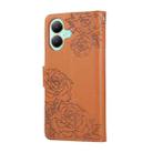 For vivo Y35M+ / Y35+ / Y27 4G Rose Flower Embossed 3-Card Slots Leather Phone Case(Brown) - 3
