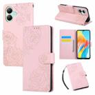 For vivo Y35M+ / Y35+ / Y27 4G Rose Flower Embossed 3-Card Slots Leather Phone Case(Pink) - 1