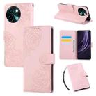 For vivo Y38 5G / T3X 5G Global Rose Flower Embossed 3-Card Slots Leather Phone Case(Pink) - 1