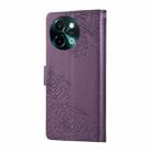 For vivo Y38 5G / T3X 5G Global Rose Flower Embossed 3-Card Slots Leather Phone Case(Deep Purple) - 3