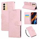 For vivo Y200e 5G Global / Y100 IDN Rose Flower Embossed 3-Card Slots Leather Phone Case(Pink) - 1