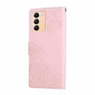For vivo Y200e 5G Global / Y100 IDN Rose Flower Embossed 3-Card Slots Leather Phone Case(Pink) - 3