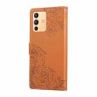 For vivo S12 / V23 5G Rose Flower Embossed 3-Card Slots Leather Phone Case(Brown) - 3
