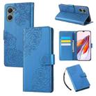 For vivo Y03 4G / Y18 / Y28s Rose Flower Embossed 3-Card Slots Leather Phone Case(Blue) - 1